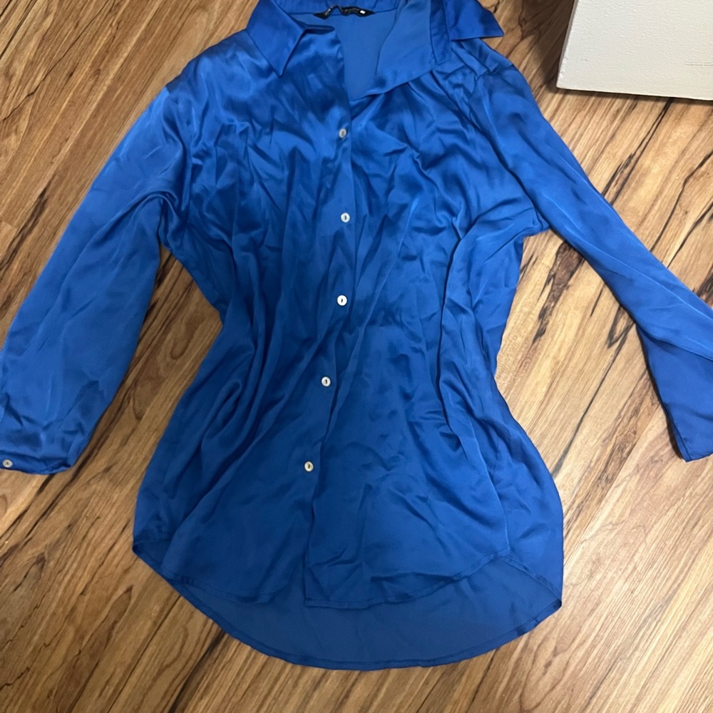 Zara Elegant Blue Women's Button-Up Top